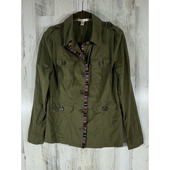 Chelsea & Violet Olive Green Military Style Shirt Field Jacket Shacket Sz Small - Picture 1 of 8